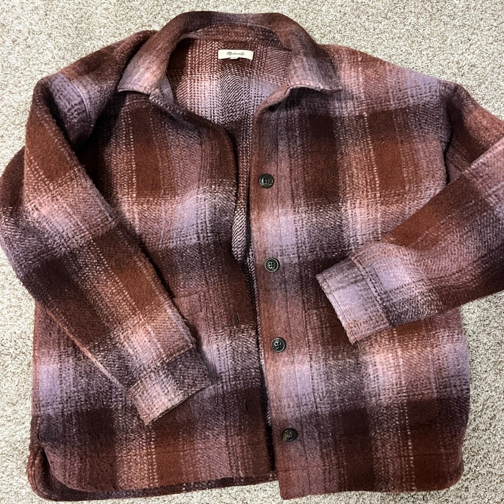 Madewell Women's Plaid Blazer in Purple and Brown